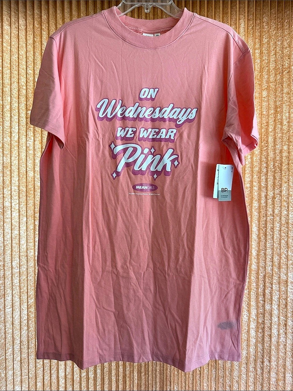 BP. Mean Girls On Wednesdays We Wear Pink Tee. Graphic Tee in Pink Size Small